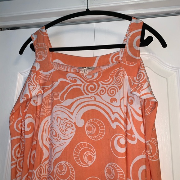 SEVEN KARAT 2X Cold Shoulder Plus Size Shirt summer  peach & white - Picture 8 of 9